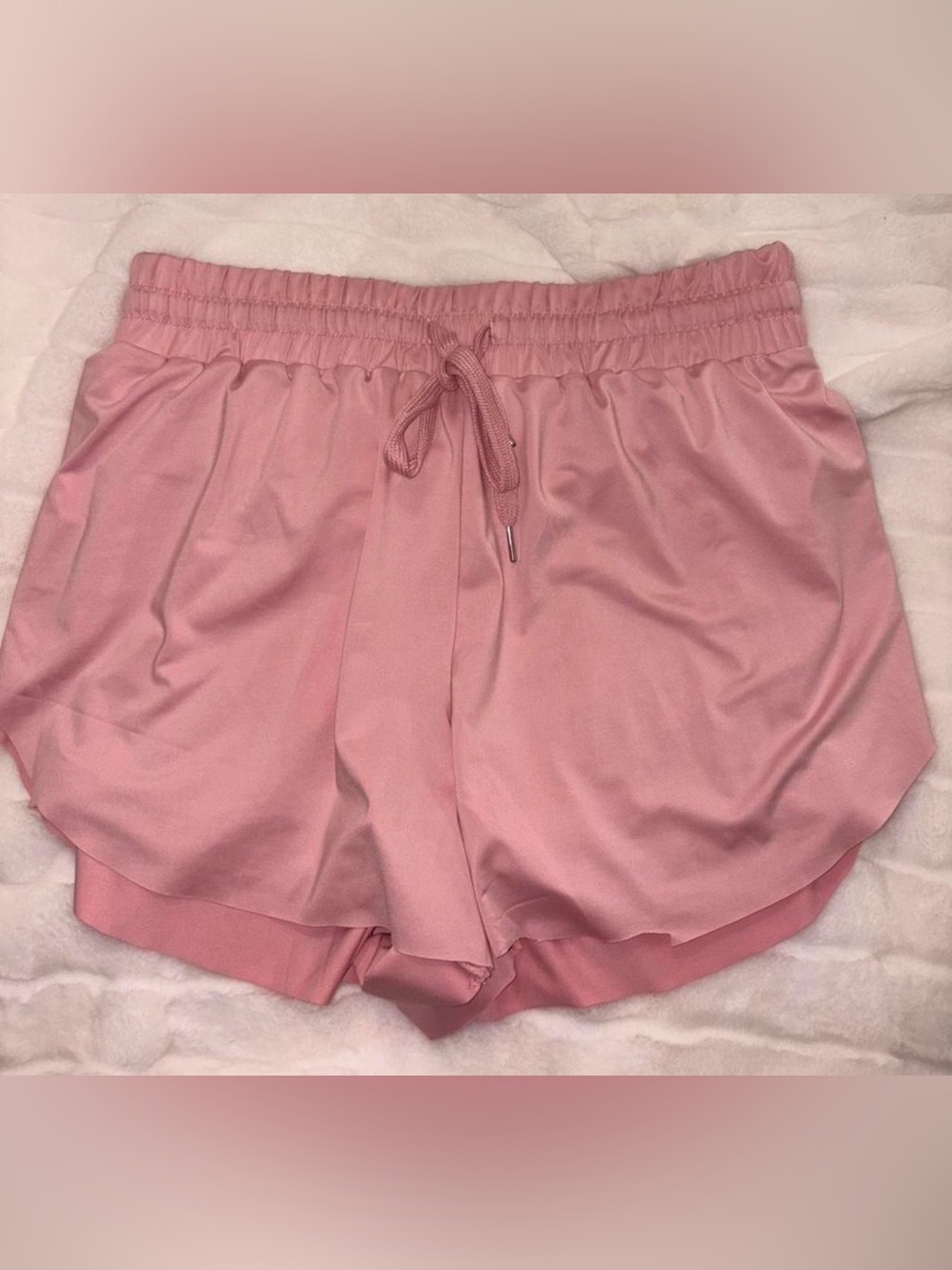 Women’s Pink Elastic-Waist Athletic Shorts with Drawstring